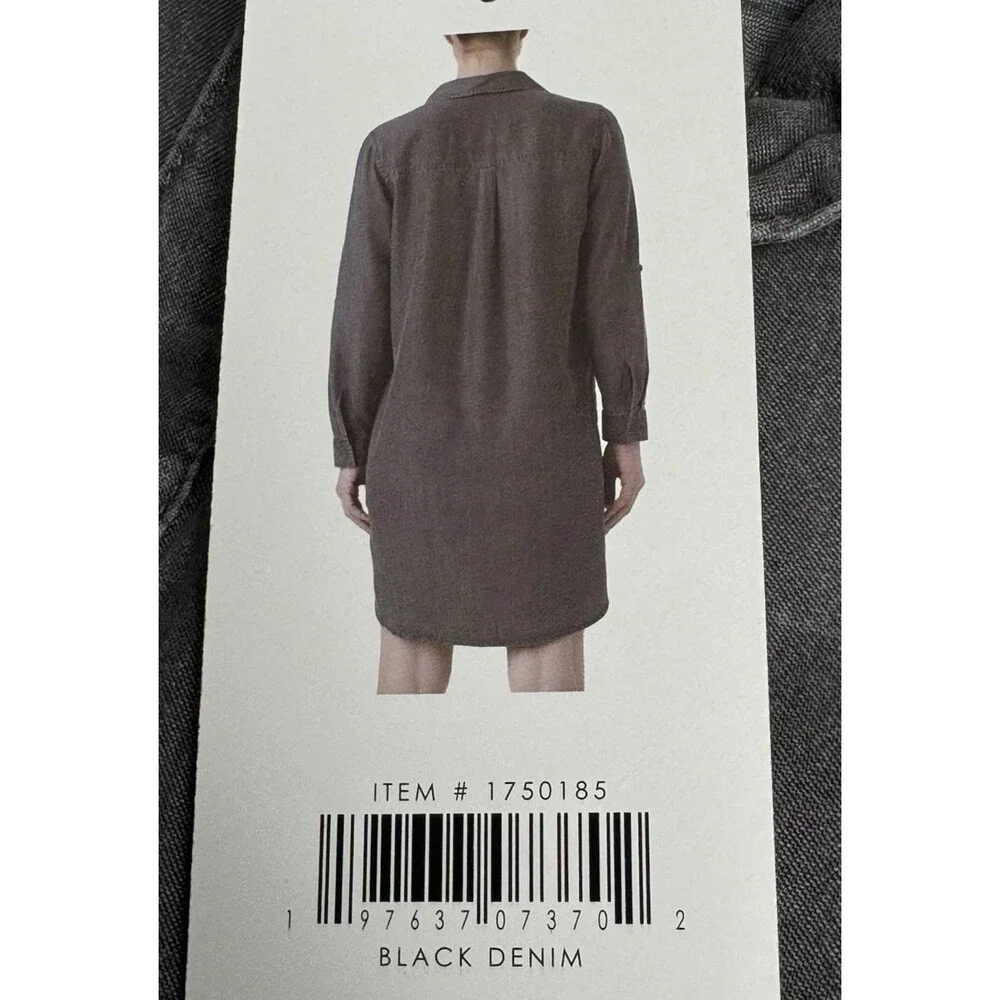 Como Vintage Womens Medium Long Sleeve Mini Shirt Dress Black Denim New